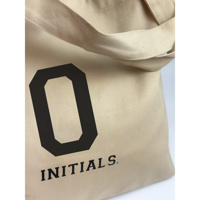 Initials Beige Tote Bag - 2