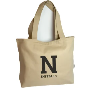 N Initial Beige Tote Bag - 1
