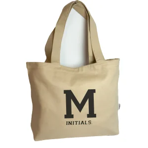 Beige Initial M Tote Bag - 1