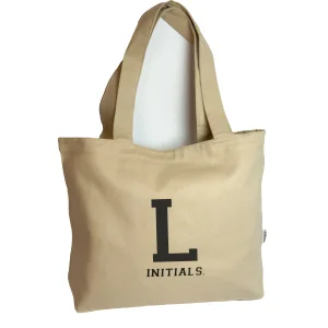 Beige Initial L Tote Bag - 1
