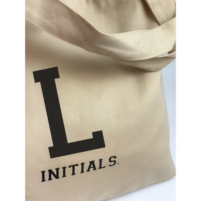 Beige Initial L Tote Bag - 3