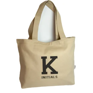Beige Initial Tote Bag - 1
