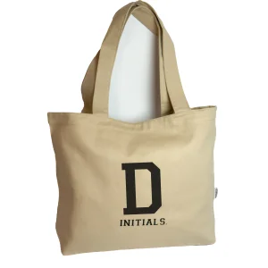 Beige Tote Bag with Initial D - 1