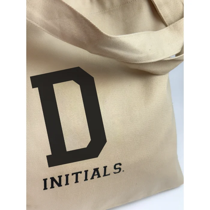 Beige Tote Bag with Initial D - 3