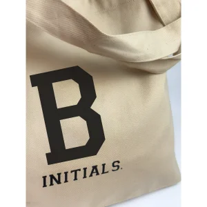 Beige Initial B Canvas Tote Bag - 3