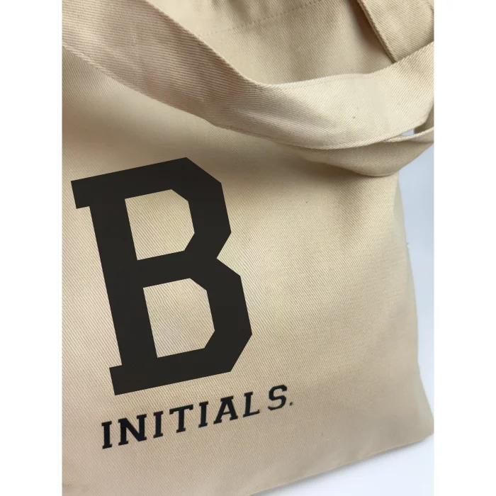 Beige Initial B Canvas Tote Bag - 3