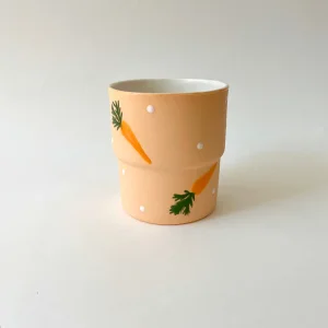 Havuçlu El Yapımı Porselen Bardak - 1