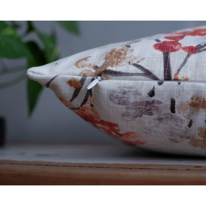 Autumn Flowers Patterned Cotton Cushion Cover - 7