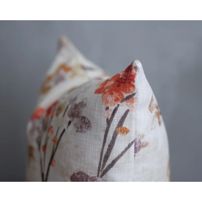 Autumn Flowers Patterned Cotton Cushion Cover - 8