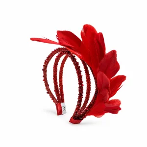 Roxanne Red Crystal and Feather Headpiece - 1