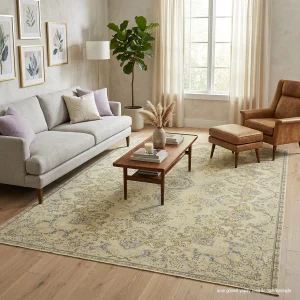 Vintage Hand-Woven Beige Rug 200x299 cm - 3