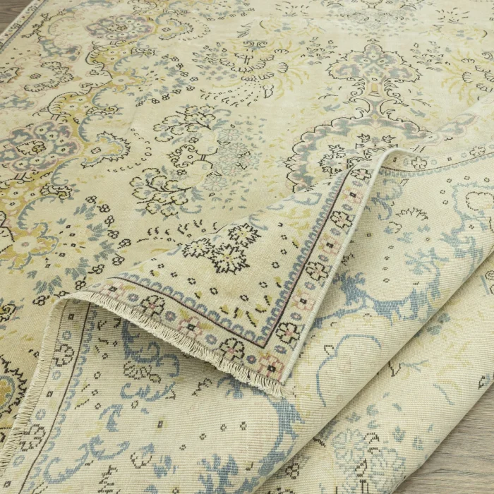 Vintage Hand-Woven Beige Rug 200x299 cm - 5