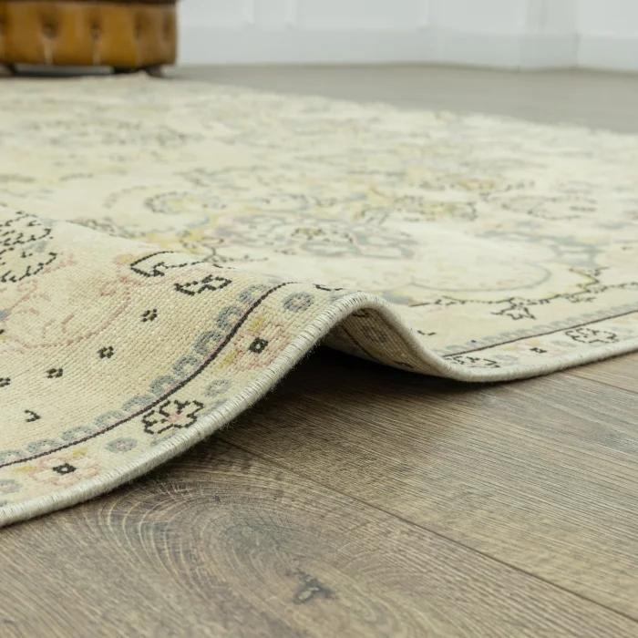 Vintage Hand-Woven Beige Rug 200x299 cm - 6