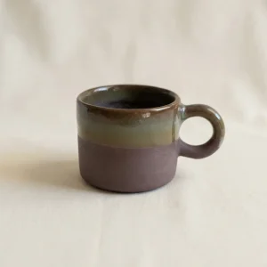 Olive Stoneware Seramik Espresso Kahve Fincanı ve Tabak Seti - 1