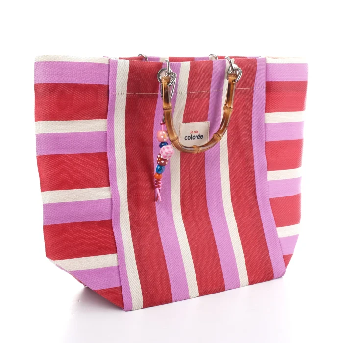 Cabas-x Grenadine Natural Bamboo Handle Tote Bag - 2