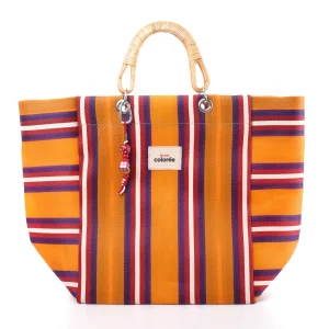 Cabas-x Mandarine Natural Bambou Tresse Tote Çanta - 1