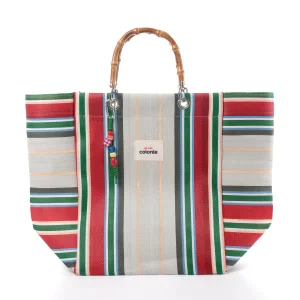 Cabas-X Pinede Natural Bamboo Handle Tote Bag - 1