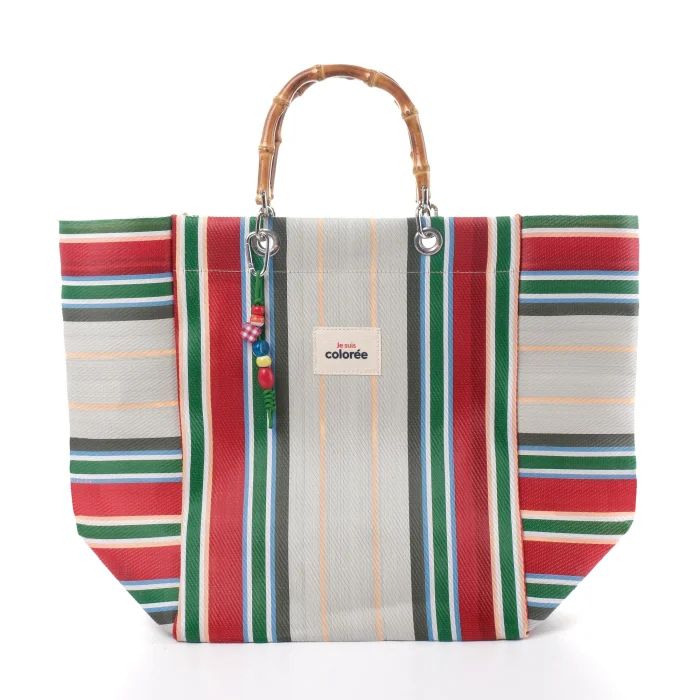 Cabas-X Pinede Natural Bamboo Handle Tote Bag - 1