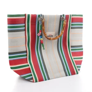 Cabas-X Pinede Natural Bamboo Handle Tote Bag - 2