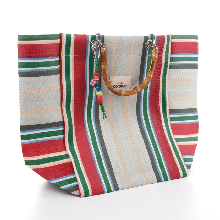 Cabas-X Pinede Natural Bamboo Handle Tote Bag - 2