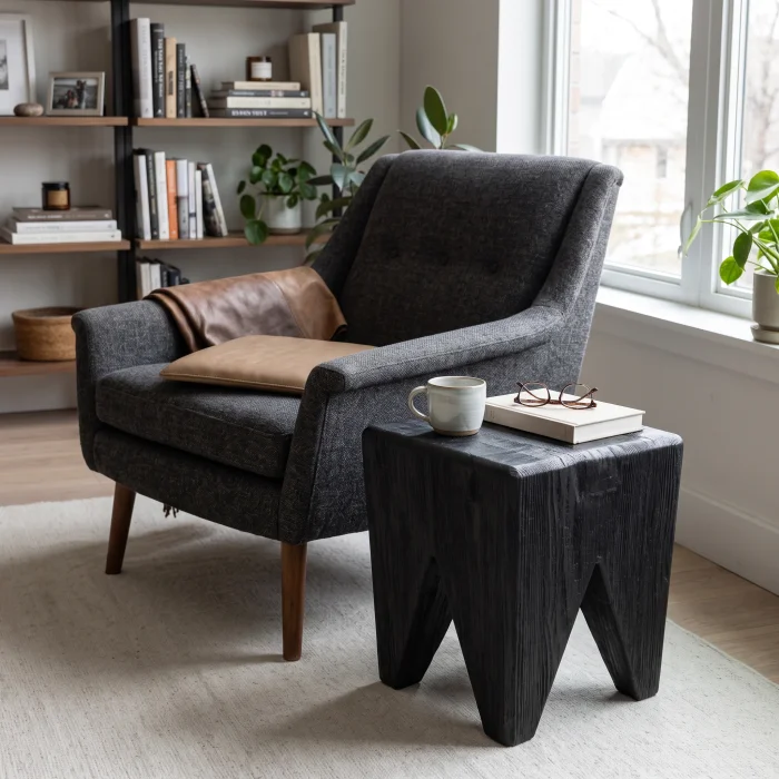 Modo Solid Spruce Side Table and Pouf - 5