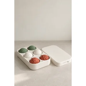 Geometric Patterned Christmas Ornament Set of 6 with Gift Box - Red Green White 5 Cm