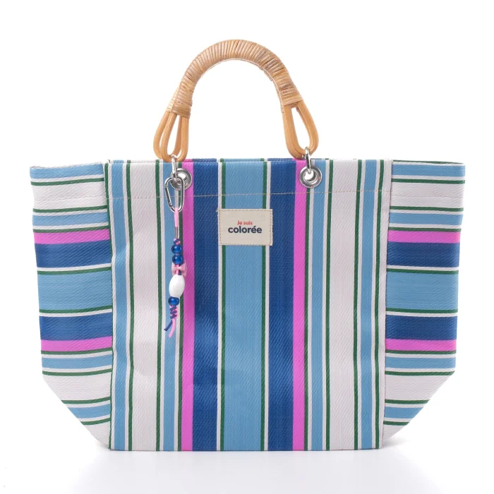 Natural Bambou Tresse Cabas Lagon Tote Bag - 1