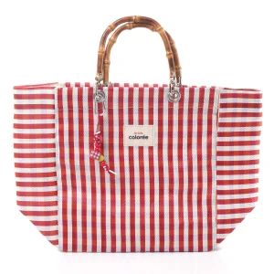 Cabas Terracotta Natural Bambou Handle Tote Bag - 1