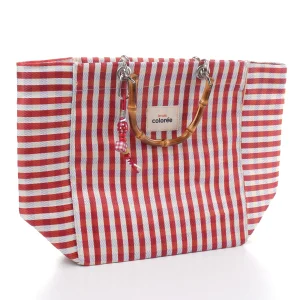 Cabas Terracotta Natural Bambou Handle Tote Bag - 2