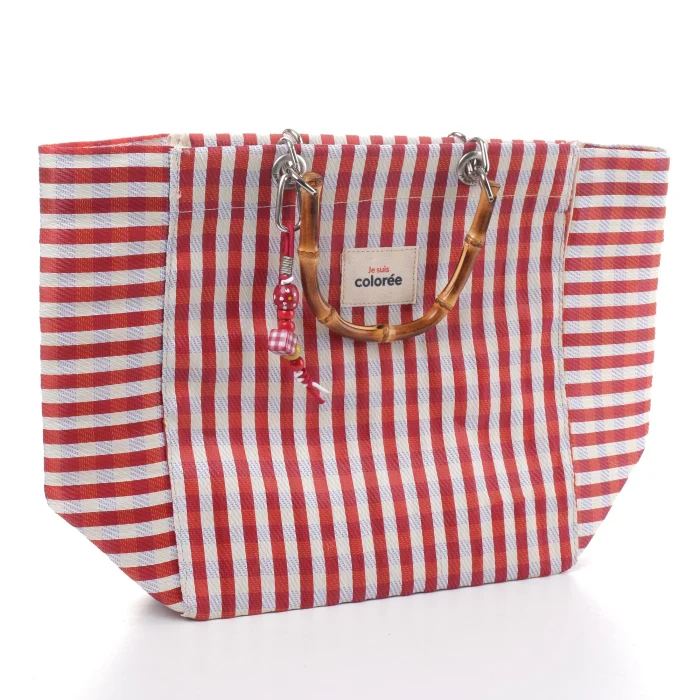 Cabas Terracotta Natural Bambou Handle Tote Bag - 2