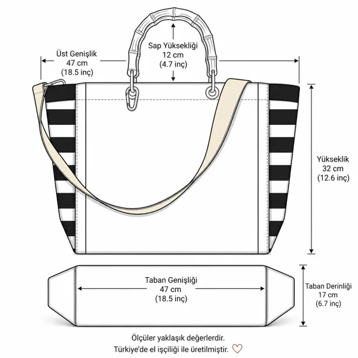 Cabas Terracotta Natural Bambou Handle Tote Bag - 6