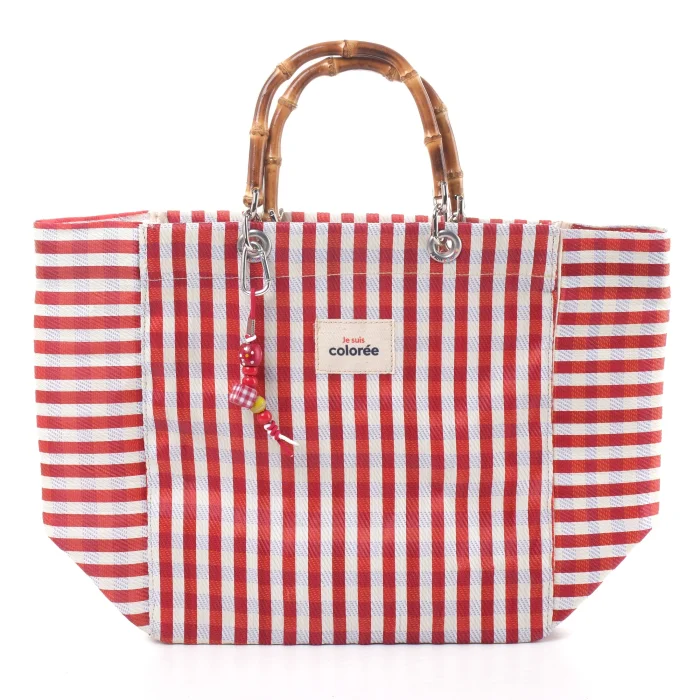 Cabas Terracotta Natural Bambou Tresse Tote Bag - 1
