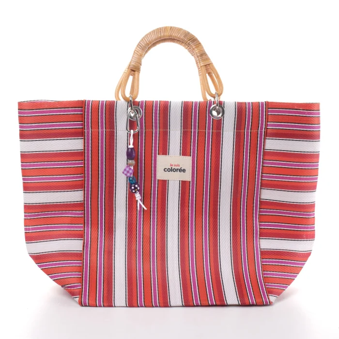 Cabas-x Cerise Natural Bambou Tresse Handle Tote Bag - 1