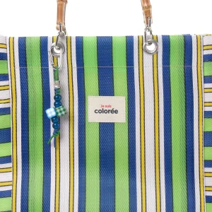 Cabas-X Chartreuse Natural Bambou Handle Tote Bag - 3