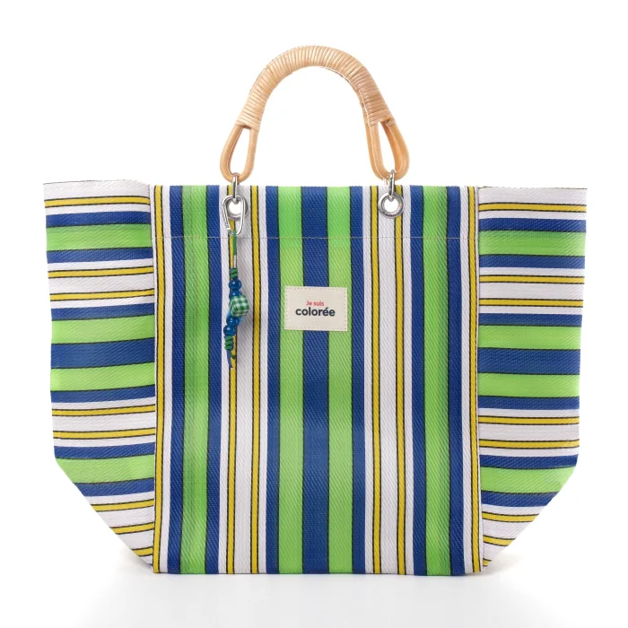 Cabas-X Chartreuse Natural Bambou Tresse Tote Bag - 1