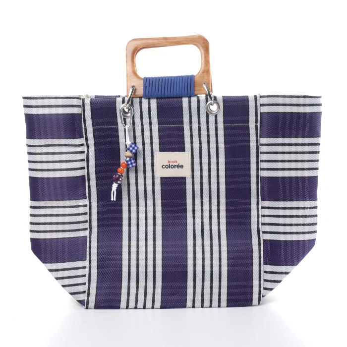 Cabas-X Prune Cordeplex Handle Tote Bag - 1
