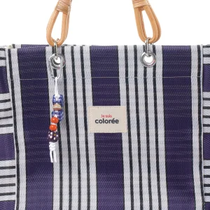 Cabas-x Prune Natural Bambou Tresse Handle Tote Bag - 4