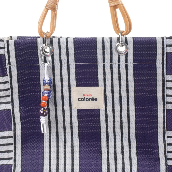 Cabas-x Prune Natural Bambou Tresse Handle Tote Bag - 4