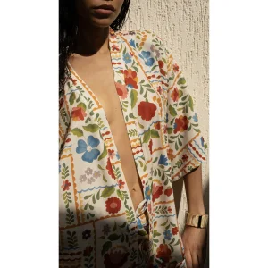 Floral Pattern Short Kimono - 4