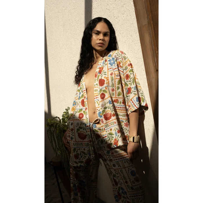 Floral Pattern Short Kimono - 2