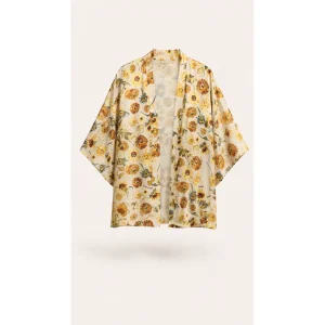 Van Gogh Patterned Yellow Kimono - 1