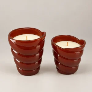 Spiral Glass Burgundy Small Candle - 2