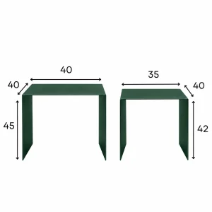 Eksen Duo Dark Green Metal Nesting Table Set of 2 - 6
