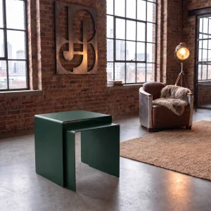Eksen Duo Dark Green Metal Nesting Table Set of 2 - 4