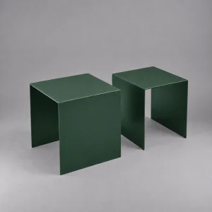 Eksen Duo Dark Green Metal Nesting Table Set of 2 - 2