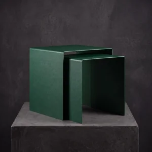 Eksen Duo Dark Green Metal Nesting Table Set of 2 - 3