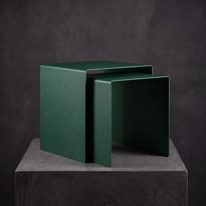 Eksen Duo Dark Green Metal Nesting Table Set of 2 - 3