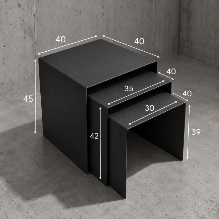 Eksen Trio Metal Nesting Table Set of 3 - 5