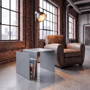Neo Metal Side Table with Magazine Rack & Record Holder - 3