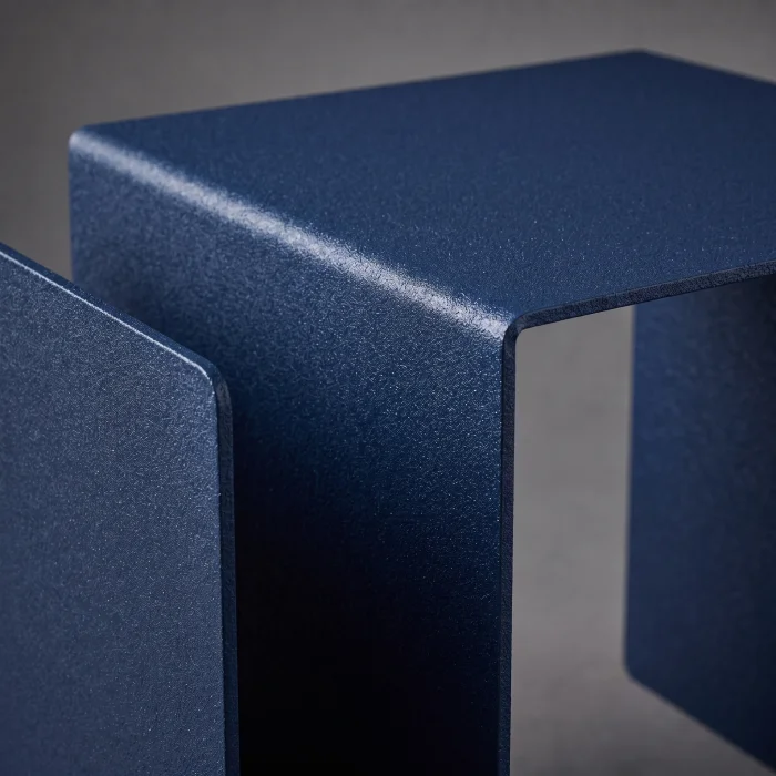 Neo Blue Metal Side Table with Magazine Rack - 4